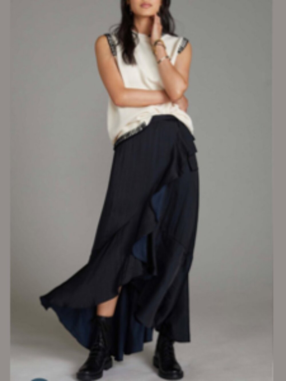 Maeve Ruffle Wrap Maxi Skirt - XL